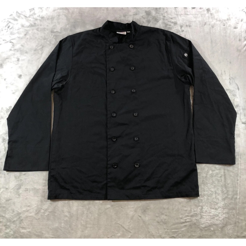 Chef Works Shirt Mens Large Black Long Sleeve Double Breasted Chef Coat Uniform